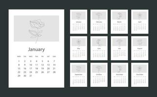 kalender 2024 ontwerp sjabloon. 2023 papier kalender lay-out in afdrukbare stijl. vector