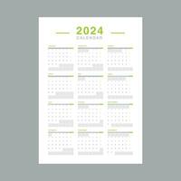 kalender 2024 ontwerp sjabloon. 2024 papier kalender lay-out in afdrukbare stijl. vector illustratie