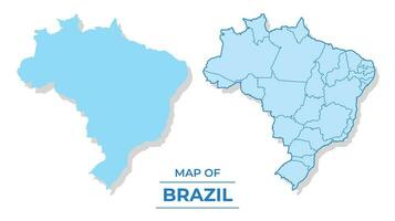 vector Brazilië kaart reeks gemakkelijk vlak en schets stijl illustratie