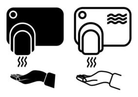 touchless handdroger. handen wassen veiligheidsconcept. automatische machine met sensor. handdrogers voor wandmontage. handen veilig drogen. vlakke stijl, illustraties. vector illustratie