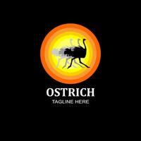 rennen struisvogel logo met rennen schaduw,met zonlicht achtergrond. vector illustratie