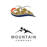 eenvoudige moderne berglandschap logo ontwerp vector, rotsachtig ijs top berg piek silhouet vector