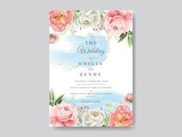 romantische bloemen bruiloft uitnodigingskaart vector