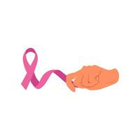 vrouw met roze borstkanker bewustzijn lint vector