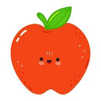 rood appel karakter. vector hand- getrokken tekenfilm kawaii karakter illustratie icoon. geïsoleerd Aan wit achtergrond. rood appel karakter concept