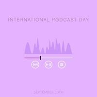 Internationale podcast dag. ansichtkaart of banier voor september 30e. equalizer of geluid Golf van een audio laag. vector illustratie voor ontwerp.
