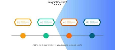 lijn stap infografisch. 4 opties workflow diagram, aantal infograaf, werkwijze stappen tabel met lijn pictogrammen. informatie vector concept. illustratie van stap informatie tabel en infographic