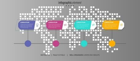 creatief concept voor infographic met 4 stappen, opties, onderdelen of processen. visualisatie van zakelijke gegevens vector