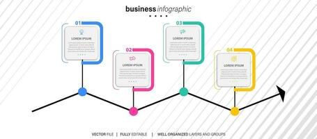 concept van bedrijf model- met 4 opeenvolgende stappen. vier kleurrijk grafisch elementen. tijdlijn ontwerp voor brochure, presentatie. infographic ontwerp lay-out vector