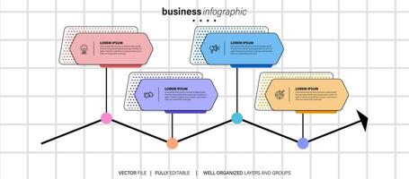 vier tekst doos infographic elementen. bedrijf sjabloon voor presentatie. vector concept met 4 opties of stappen.