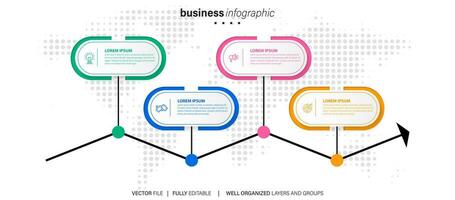 concept van bedrijf model- met 4 opeenvolgende stappen. vier kleurrijk grafisch elementen. tijdlijn ontwerp voor brochure, presentatie. infographic ontwerp lay-out vector