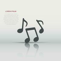 muziek- Notitie icoon in vlak stijl. lied vector illustratie Aan wit geïsoleerd achtergrond. musicus teken bedrijf concept.