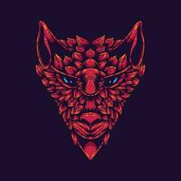 rood wolf hoofd artwork illustratie vector