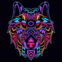 wolf gezicht patroon artwork illustratie vector