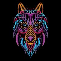 wolf gezicht patroon artwork illustratie vector