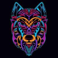 wolf gezicht patroon artwork illustratie vector