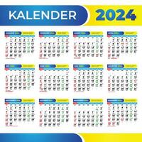 kalender 2024 Indonesië met Javaans en hijri datums. 2024 kalender met rood datums en nationaal vakantie vector