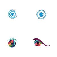 contact lenzen oog visie vonk kleurrijk logo ontwerp inspiratie vector