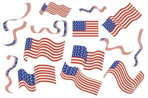 vector verzameling vlag en lint Verenigde verklaarde: