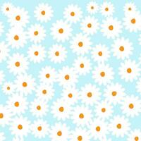 bloemen naadloos patroon met kamille schattig abstract madeliefje bloemen Aan blauw achtergrond. vector