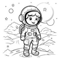 astronaut kleur Pagina's tekening voor kinderen vector