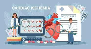 hart- ischemie voor landen bladzijde. artsen informeren over hart ziekten. Gezondheid zorg en geneesmiddel. sjabloon, banier, vector