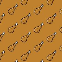 krokant gebakken kip naadloos patroon vector sjaal geïsoleerd herhaling behang tegel achtergrond tekenfilm illustratie vector tekening ontwerp