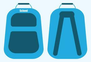 school- zak van voorkant en rug, zak illustratie vector, blauw tas, geschikt voor terug naar school- advertenties en sociaal media en leerzaam inhoud, ook mooi zo voor logo en teken en banier en afdrukken gereedschap vector