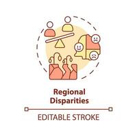 bewerkbare regionaal ongelijkheden icoon vertegenwoordigen hitteflatie concept, geïsoleerd vector, globaal opwarming gevolg dun lijn illustratie. vector