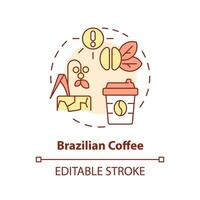 bewerkbare braziliaans koffie icoon vertegenwoordigen hitteflatie concept, geïsoleerd vector, globaal opwarming gevolg dun lijn illustratie. vector