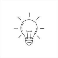 hand getekend licht lamp, idee teken, oplossing, denken concept vector