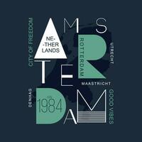 Amsterdam Europa grafisch t overhemd ontwerp, typografie vector, illustratie, gewoontjes stijl vector