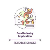 voedsel industrie implicatie concept icoon. levering keten verstoring vergissing abstract idee dun lijn illustratie. geïsoleerd schets tekening. bewerkbare beroerte vector