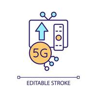 iot technologie rgb kleur icoon. draadloze verbinding. digitaal apparaten. 5g internet snelheid. apparaatje innovatie. geïsoleerd vector illustratie. gemakkelijk gevulde lijn tekening. bewerkbare beroerte