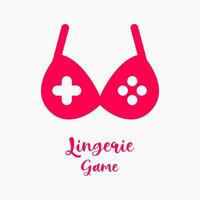 lingerie spel logo. lingerie en spel controleur of joystick. gamen, volwassen, ondergoed logo concept. vector kunst.