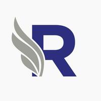 brief r vleugel logo ontwerp voor vracht en vervoer symbool. vleugel logotype sjabloon vector