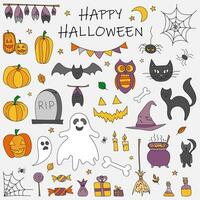 halloween traditioneel symbolen set. tekening stijl illustratie. vector illustratie