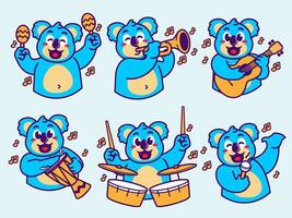 koala tekenfilm sticker spelen muziek- vector