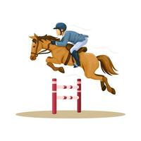 paard ras springen barrière houding tekenfilm illustratie vector