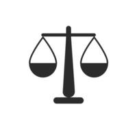 balans van gerechtigheid.plat ontwerp icoon illustratie van weging of licht meten balans object.vector zwart silhouet balans van gerechtigheid vector