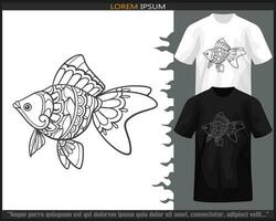 goudvis mandala kunsten geïsoleerd Aan zwart en wit t shirt. vector