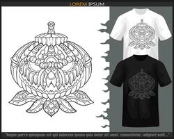 pompoen hoofd mandala kunsten geïsoleerd Aan zwart en wit t shirt. vector