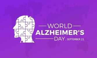 wereld de ziekte van Alzheimer dag is opgemerkt elke jaar in september 21. vector sjabloon voor banier, groet kaart, poster met achtergrond. vector illustratie.
