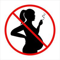 verbod teken van zwanger vrouw roken sigaret. vector illustratie