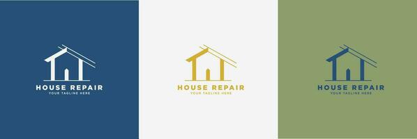 huis reparatie huis bouwen bedrijf logo ontwerp vector 3 kleur palet