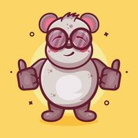 grappig panda dier karakter mascotte met duim omhoog hand- gebaar geïsoleerd tekenfilm in vlak stijl ontwerp vector
