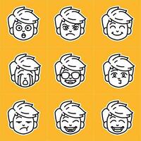jongen tonen gezicht uitdrukking emoties avatars vector set.eps
