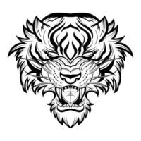 tijger hoofd hand- getrokken lijn tekening vector