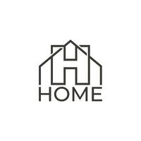 tekst huis gemakkelijk dun lijn huis symbool logo vector