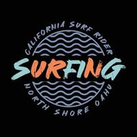 Californië surft-shirt en kledingontwerp vector